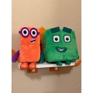 Numberblocks Two and Four Plush Toys Orange Green Kids Hand2Mind Velcro Hands